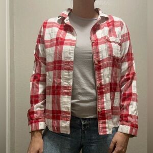 UGG Red and White Flannel Shirt Size Large Button Down